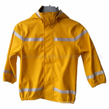 Yellow PU Reflective Raincoat for Children/Baby